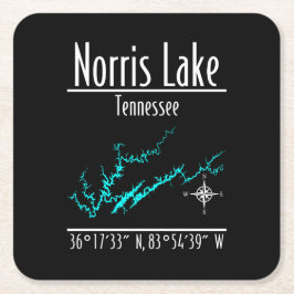 Norris Lake Tennessee Kustlijn Kaart Coördinaten Kartonnen Onderzetters