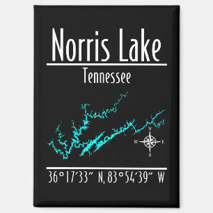 Norris Lake Tennessee Kustlijn Kaart Coördinaten Magneet