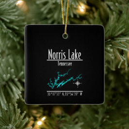 Norris Lake Tennessee Kustlijn Kaart Keramisch Vie Ornament