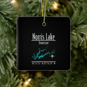 Norris Lake Tennessee Kustlijn Kaart Keramisch Vie Ornament