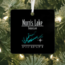 Norris Lake Tennessee Kustlijn Kaart Metaal Vierka Metalen Ornament