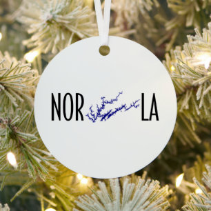 Norris Lake Tennessee Zwarte Blauwe Cirkelkaart Ku Metalen Ornament