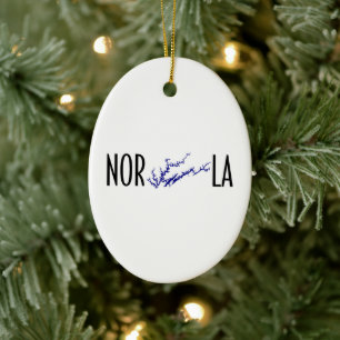 Norris Lake Tennessee Zwarte Blauwe Ovale Kaart On Keramisch Ornament