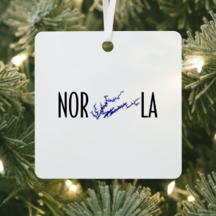 Norris Lake Tennessee Zwarte Blauwe Vierkante Kaar Metalen Ornament