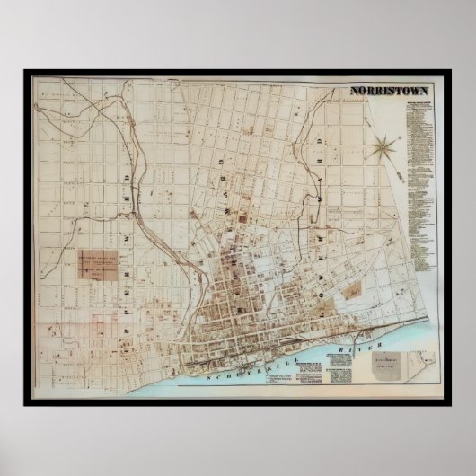Norristown Map PA Pennsylvania 1871 Poster (Voorkant)