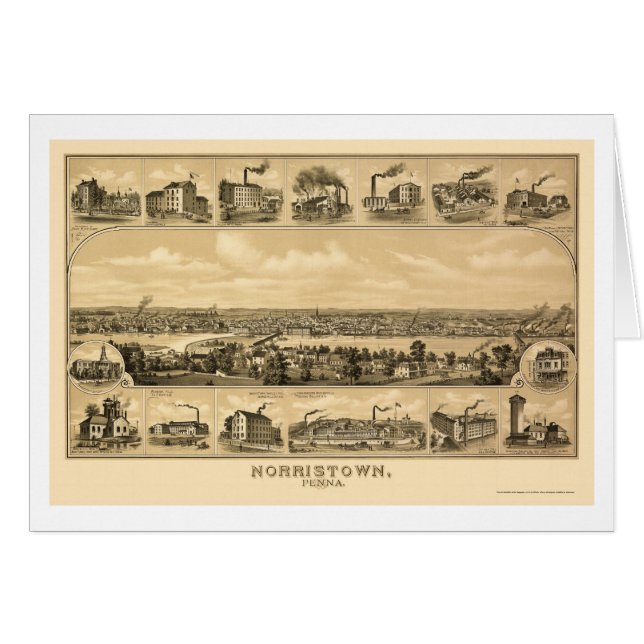 Norristown, PA Panoramic Map - 1881 (Voorkant Horizontaal)