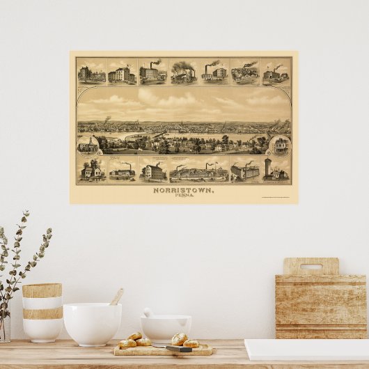 Norristown, PA Panoramic Map - 1881 Poster (Keuken)