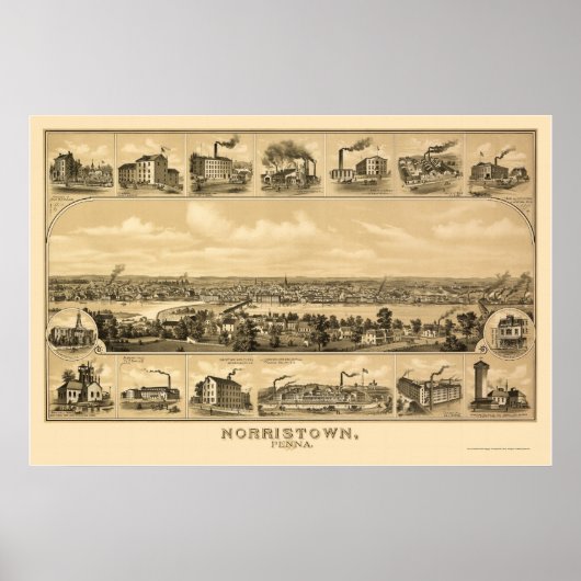 Norristown, PA Panoramic Map - 1881 Poster (Voorkant)