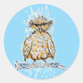 nors natte uil ronde sticker (Voorkant)