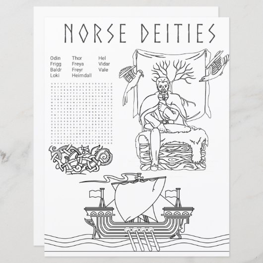 Norse Deities Pagan Coloring & Activity Blad (Voorkant / Achterkant)