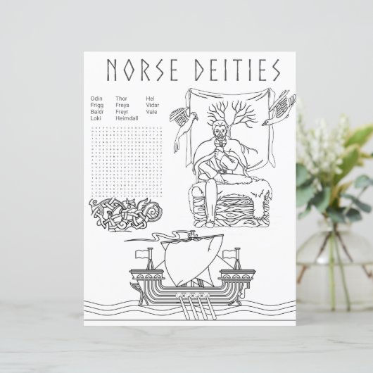 Norse Deities Pagan Coloring & Activity Blad (Staand voorkant)