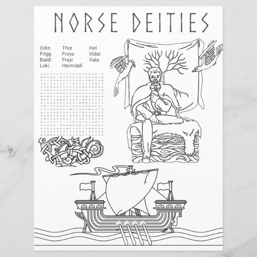 Norse Deities Pagan Coloring & Activity Blad (Voorkant)
