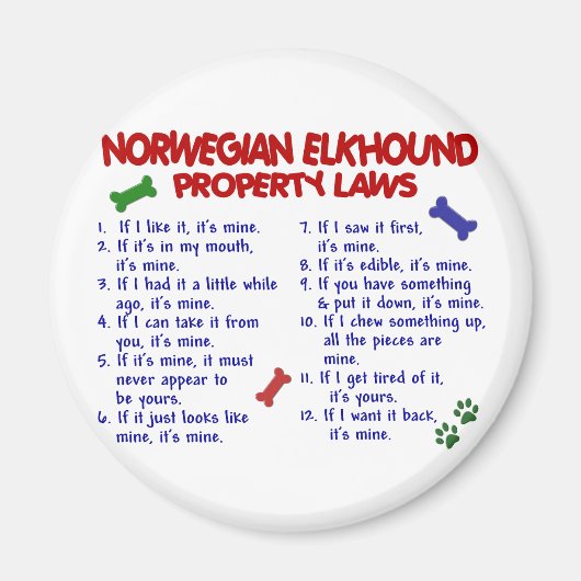 NORSE ELKHOUND Property Laws 2 Magneet (Voorkant)