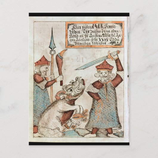 Norse god Tyr verliest zijn hand aan de gebonden w Briefkaart (Voorkant)