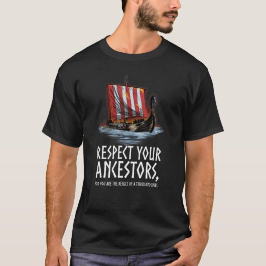 Norse Mythology respecteert je ancestoren Viking S T-shirt (Voorkant)