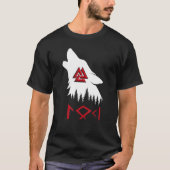 Norse Mythology Wolf Valknut Rune Circle Viking T-shirt (Voorkant)