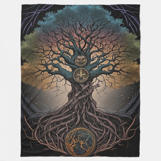Norse Mythology Yggdrasill Tree Blanket Fleece Deken (Voorkant)