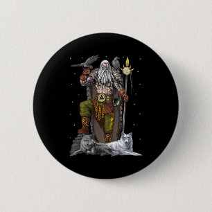 Norse Viking God Odin Ronde Button 5,7 Cm
