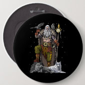 Norse Viking God Odin Ronde Button 6,0 Cm (Voorkant /achterkant)