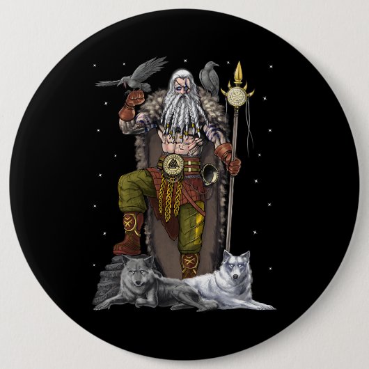 Norse Viking God Odin Ronde Button 6,0 Cm (Voorkant)
