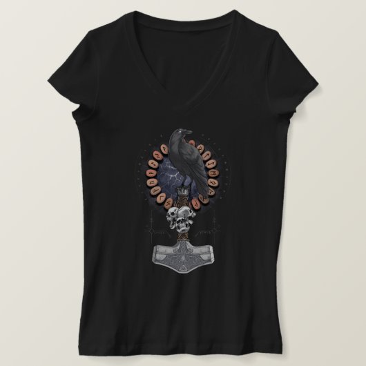 Norse Viking Raven Hammer T-shirt (Design voorkant)