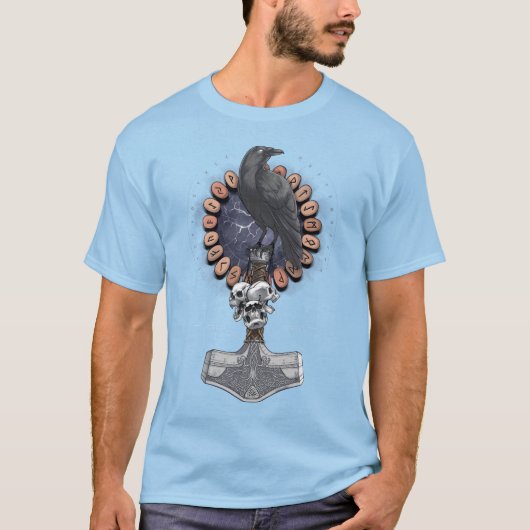 Norse Viking Raven Hammer T-shirt (Voorkant)
