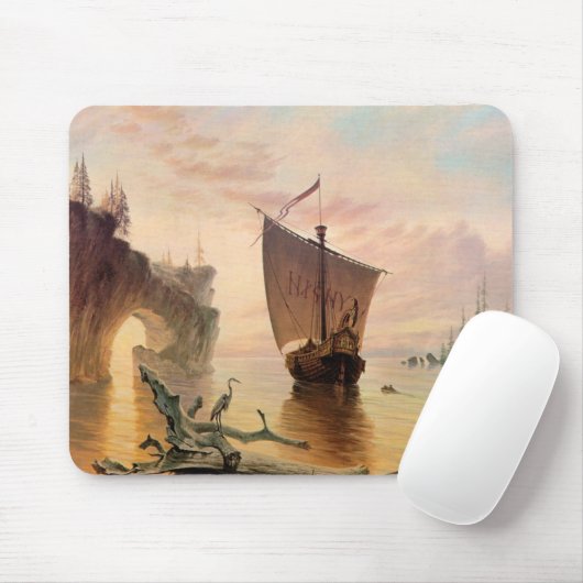 Norse Viking Ship Fantasy Art Muismat (Met muis)