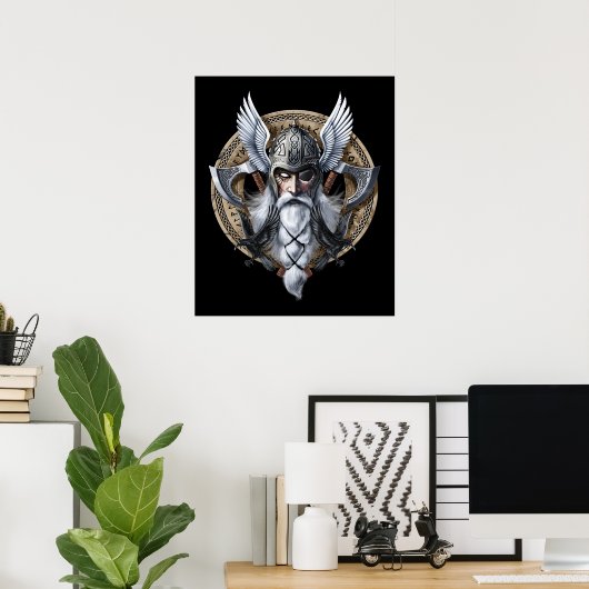 Norse Warrior God Odin Poster (Thuiskantoor)
