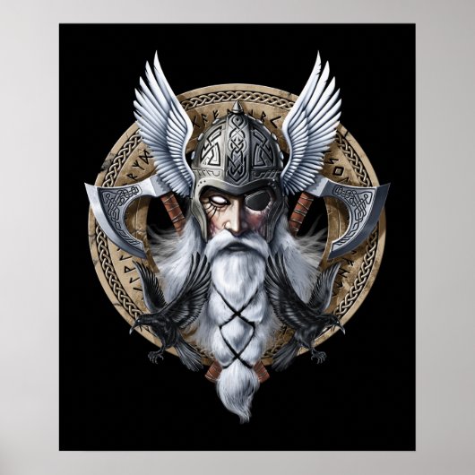 Norse Warrior God Odin Poster (Voorkant)