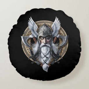 Norse Warrior God Odin Rond Kussen