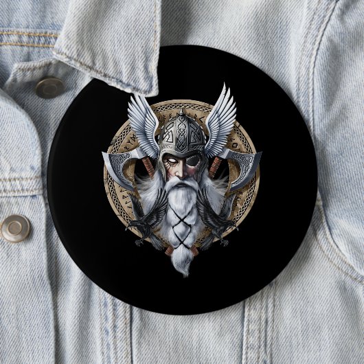 Norse Warrior God Odin Ronde Button 6,0 Cm (In situ)