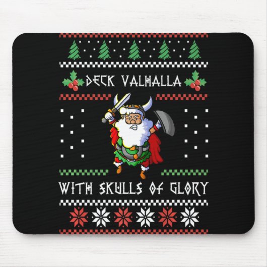 Norse Xmas Christmas Viking Deck Vhalla With Skull Muismat (Voorkant)