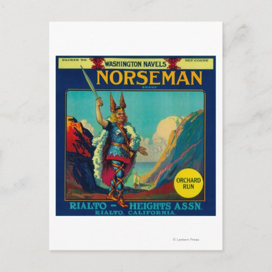 Norseman Oranje LabelRialto, CA Briefkaart (Voorkant)