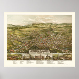 North Adams, MA Panoramic Map - 1881 Poster