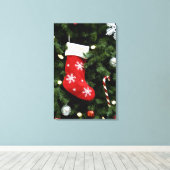 North America. kerstversieringen op boom. 3 Canvas Afdruk (Insitu (Houten vloer))