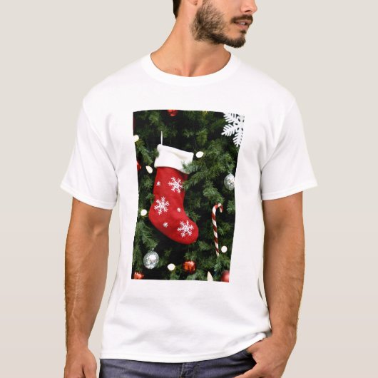 North America. kerstversieringen op boom. 3 T-shirt (Voorkant)