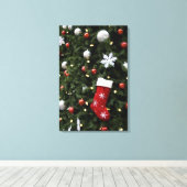 North America. kerstversieringen op boom. 5 Canvas Afdruk (Insitu (Houten vloer))