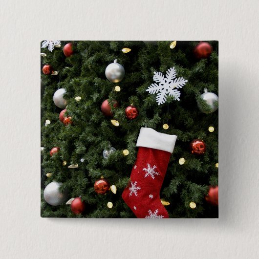 North America. kerstversieringen op boom. 5 Vierkante Button 5,1 Cm (Voorkant)