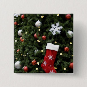 North America. kerstversieringen op boom. 5 Vierkante Button 5,1 Cm