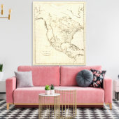 North America outline map Canvas Afdruk (Insitu (Woonkamer))