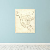 North America outline map Canvas Afdruk (Insitu (Houten vloer))