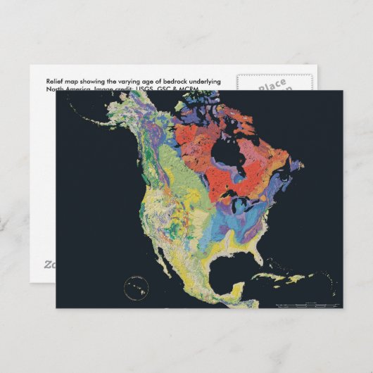 North_america_terrain_2003_map Briefkaart (Voorkant / Achterkant)