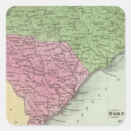 North and South Carolina 2 Vierkante Sticker (Voorkant)