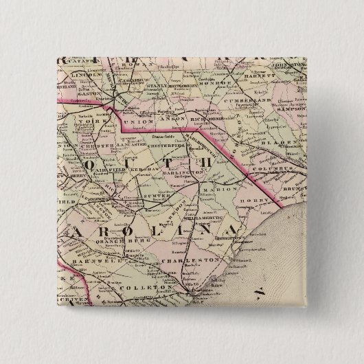 North and South Carolina 4 Vierkante Button 5,1 Cm (Voorkant)