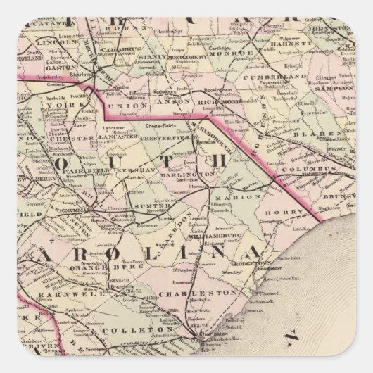 North and South Carolina 4 Vierkante Sticker (Voorkant)