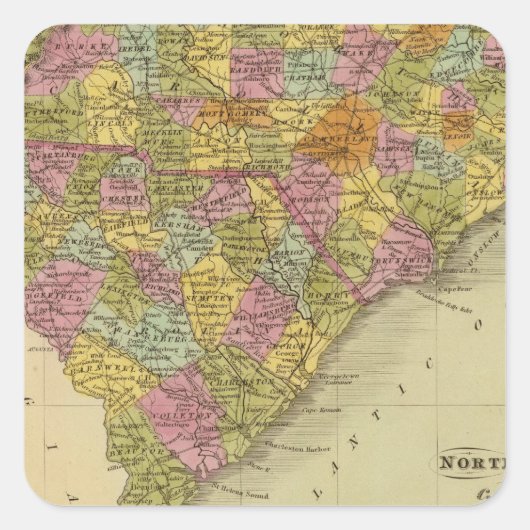 North and South Carolina 5 Vierkante Sticker (Voorkant)