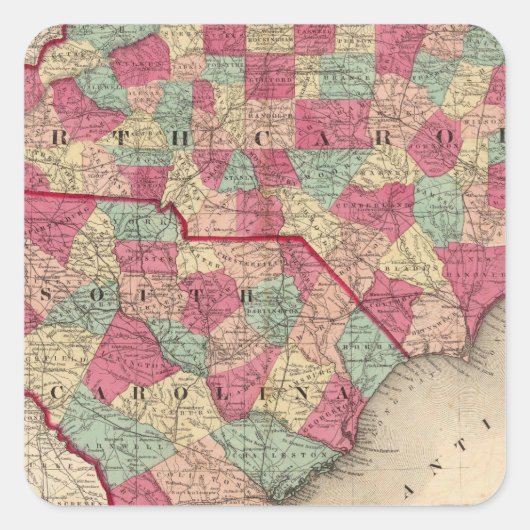 North and South Carolina Vierkante Sticker (Voorkant)