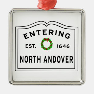 North Andover, MA Holiday Wreath Metalen Ornament