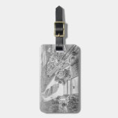 North Aurora Illinois Stone Lithograaf 1871 Art Bagagelabel (Voorkant verticaal)