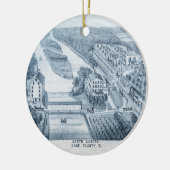 North Aurora Illinois Stone Lithograaf 1871 Art Keramisch Ornament (Links)